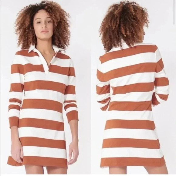 VERONICA BEARD Striped Dusty Rugby Long Sleeve Collared Mini Dress - Picture 1 of 6